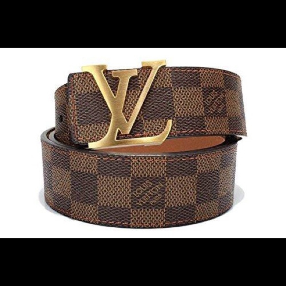 Brown-Gold fashion leather metal buckle belt 110cm